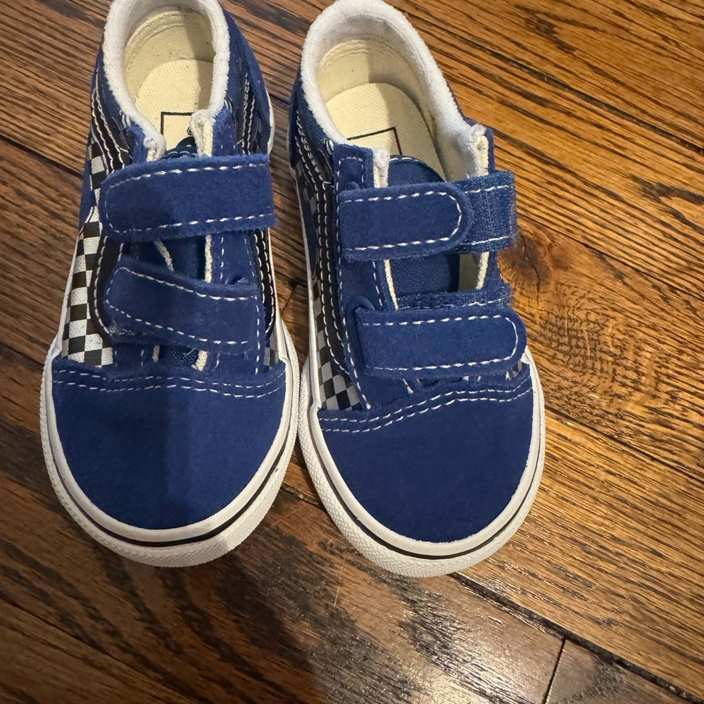 Vans Kids Blue and Black Checkered Sneakers